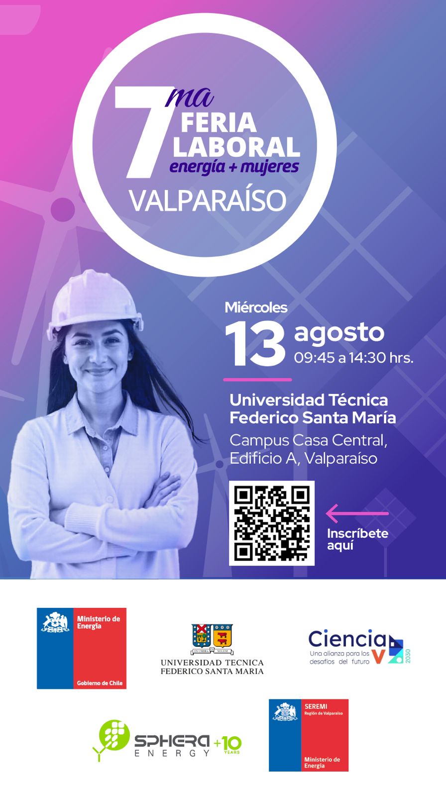 Más de 20 instituciones se reunirán en la USM para la VII Feria Laboral de Energía Más Mujeres