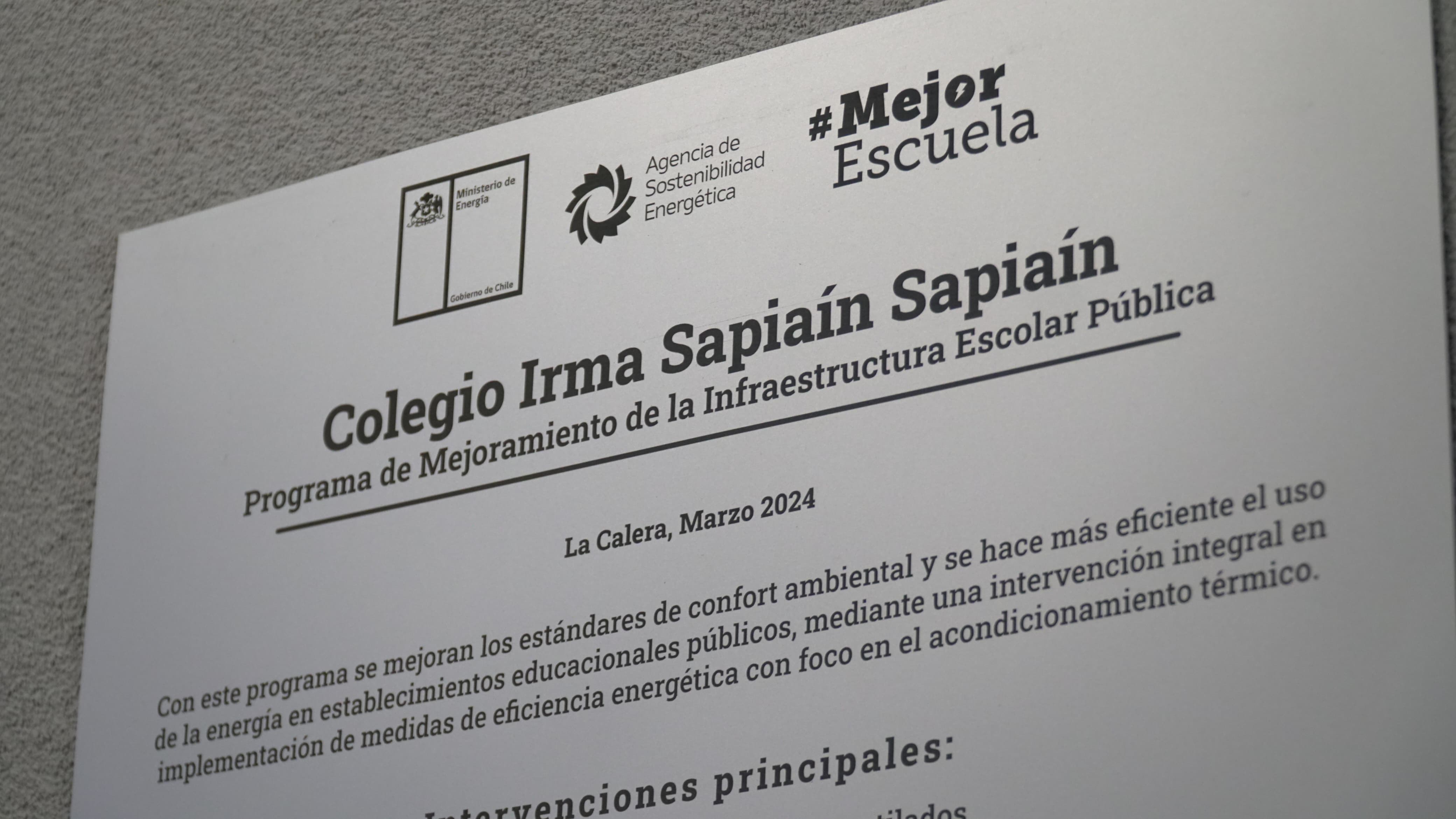 Ministerio de Energía lidera proyecto de acondicionamiento térmico en colegio de La Calera