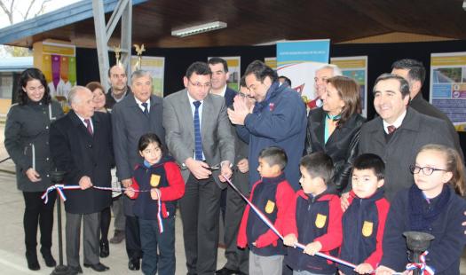 Ministro inauguró paneles solares en escuelas de Colbún y Pelarco  y un centro de acopio de leña en Maule