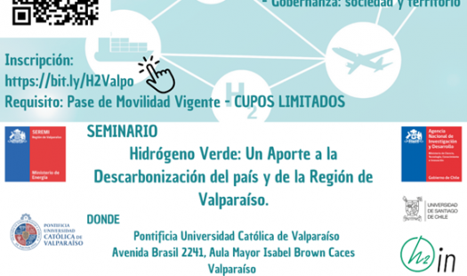 Seremi de Energía Región de Valparaíso y PUCV realizarán seminario de Hidrógeno Verde