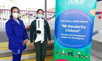 Jardín infantil Mi Banderita Chilena recibe dos tótems de medición de temperatura para reforzar medidas sanitarias de acceso al establecimiento